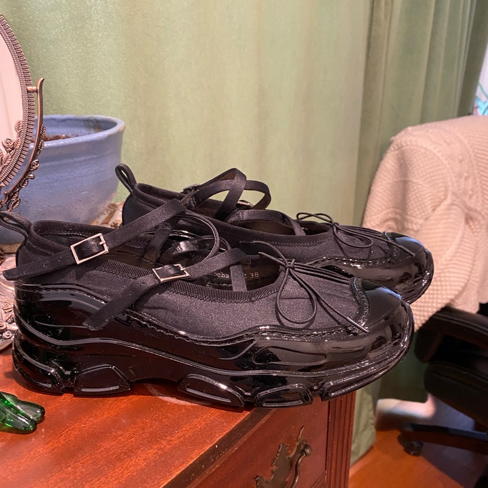 Simone Rocha Black Trek Lug Sole Ballet Flats